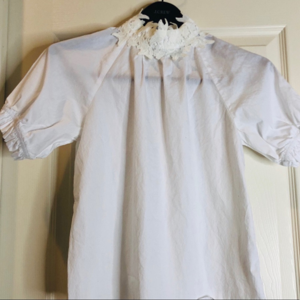 Zara White short sleeve mock neck lace blouse XS - Picture 4 of 8